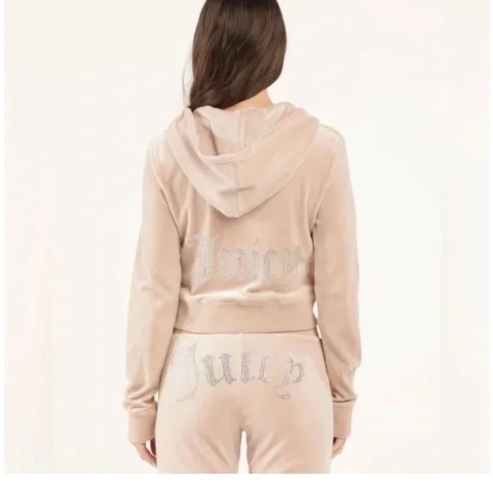 ❤️JUICY COUTURE SIGNATURE Y2K BEDAZZLED OB BLING VELOUR ZIP-UP HOODIE NWT - Picture 6 of 9